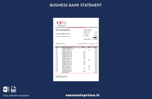 modello di dichiarazione aziendale CFSB in stile verificato Modello in formato W