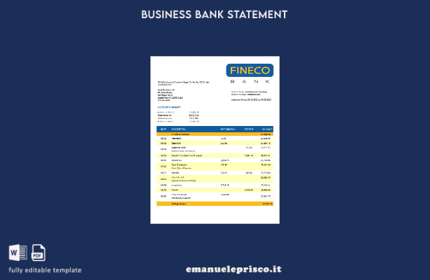 modello di estratto conto aziendale Finecobank in stile verificato Modello Word