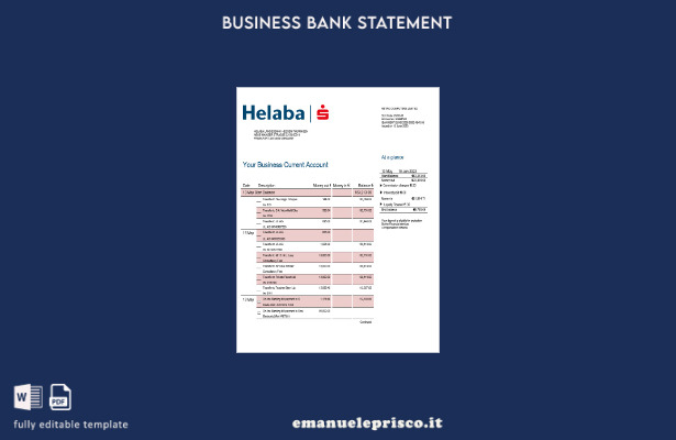 modello di estratto conto aziendale Helaba Bank in stile verificato Modello Word