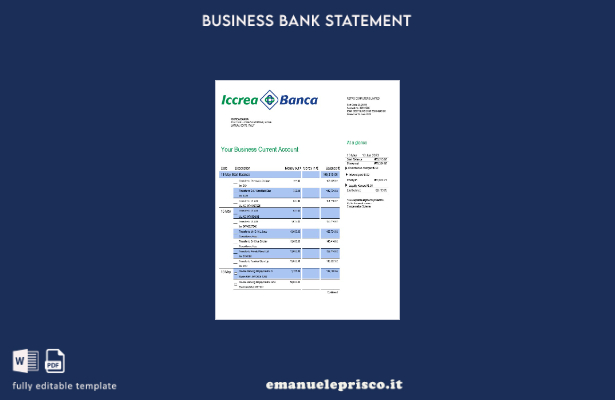 modello di estratto conto aziendale Iccrea Banca in stile verificato Modello Wor
