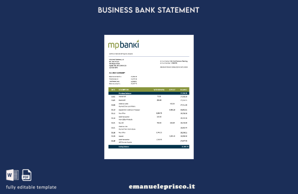 modello di estratto conto aziendale MP in stile verificato Modello Word e PDF