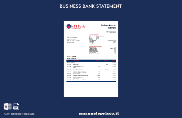 modello di estratto conto aziendale NBS in stile verificato Modello Word e PDF (