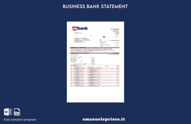 modello di modello Word e PDF di estratto conto dell'organizzazione bancaria sta