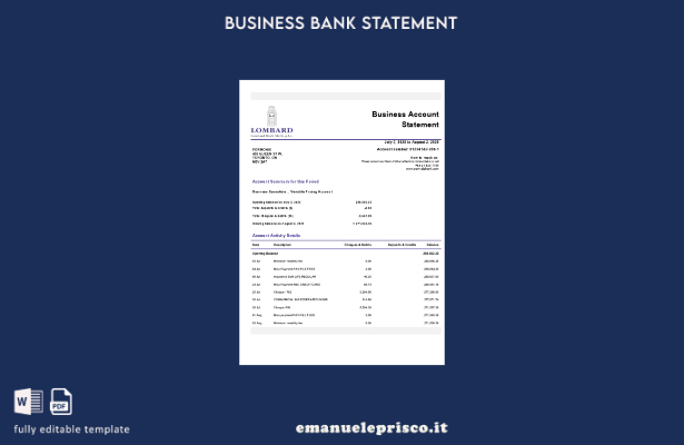 modello estratto conto azienda lombarda stile verificato modello Word e PDF ().