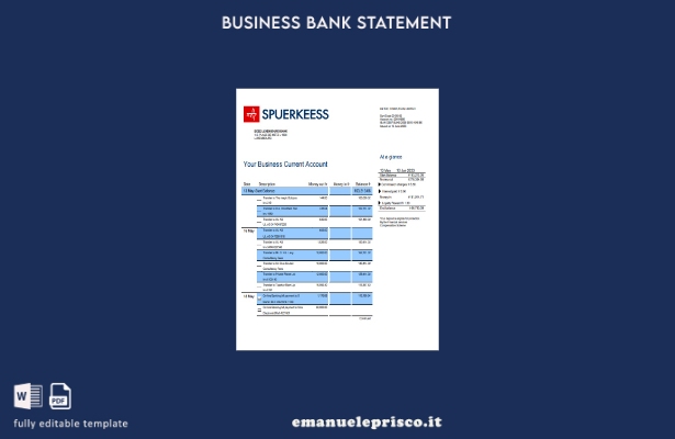 stile verificato BCEE Lussemburgo Estratto conto della società bancaria Modello