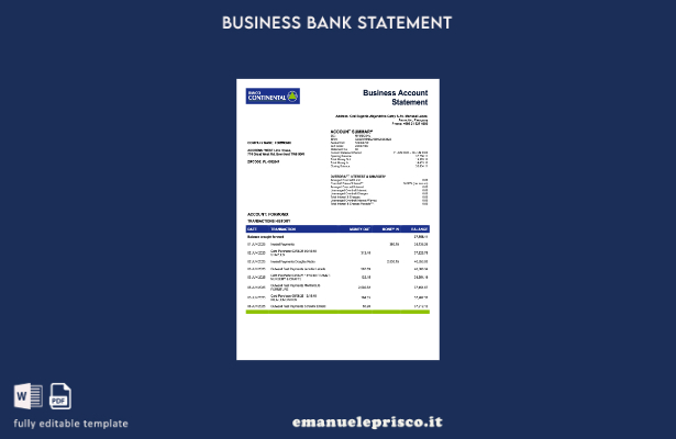 stile verificato Banco Continentale paraguaiano S.A.E.C.A. Modello di estratto c
