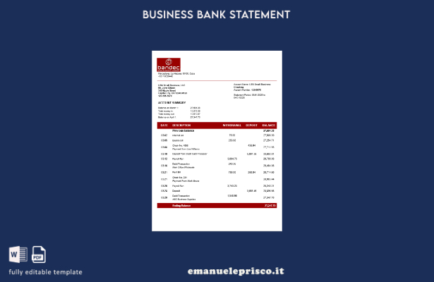 stile verificato Bandec Banco de Credito y Comercio estratto conto conto azienda