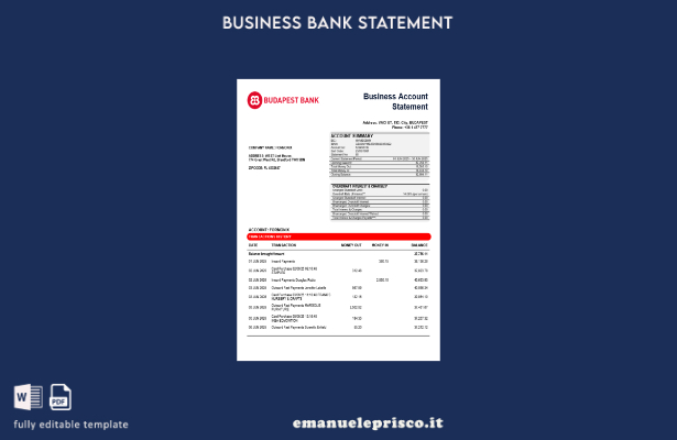 stile verificato Budapest Bank – Szolnoki Fiók estratto conto conto aziendale mo