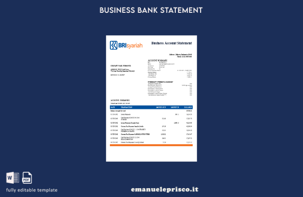 stile verificato Dichiarazione aziendale BRIsyariah Modello in formato Word e PD