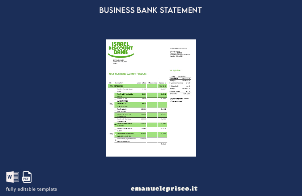 stile verificato Dichiarazione aziendale della Israel Discount Bank Modello Word