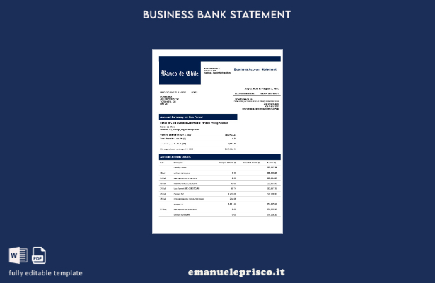 stile verificato Dichiarazione organizzativa del Banco de Chile Modello Word e P