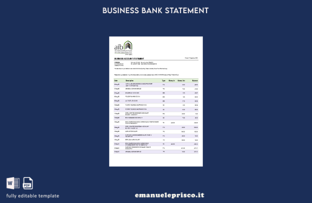 stile verificato Estratto conto aziendale Al Arafah Islami Bank Modello Word e P