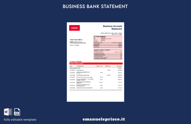stile verificato Estratto conto aziendale Citadele banka Eesti filiaal AS Modell