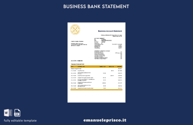 stile verificato Estratto conto aziendale Suriname Centrale Bank Van Suriname Mo