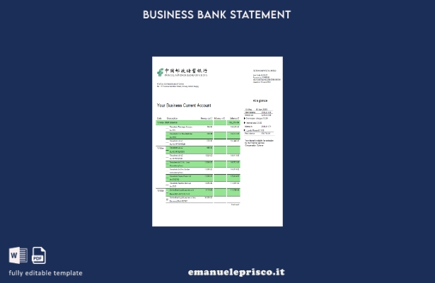 stile verificato Estratto conto aziendale della Cassa di risparmio postale Model