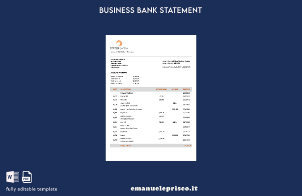 stile verificato Estratto conto aziendale della Macedonia del Nord Stater Banka