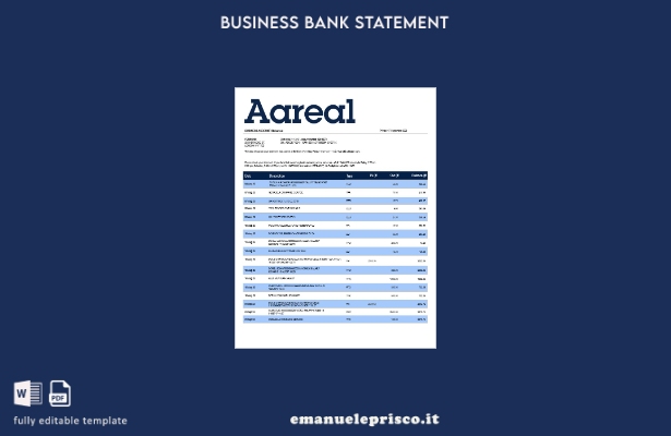 stile verificato Estratto conto aziendale di Aareal Bank Modello Word e PDF