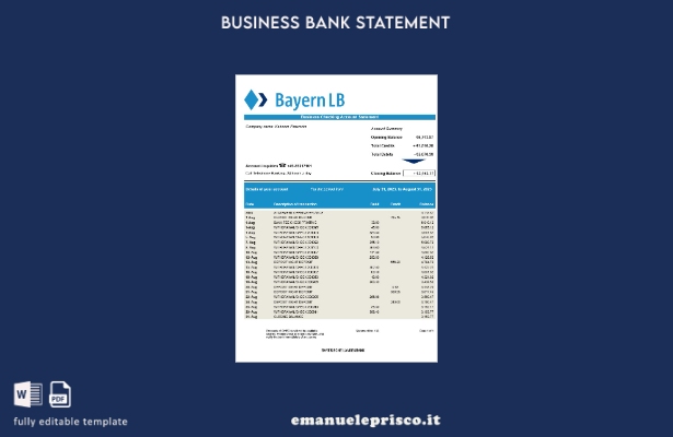 stile verificato Estratto conto bancario della Bayerische Landesbank Modello Wor