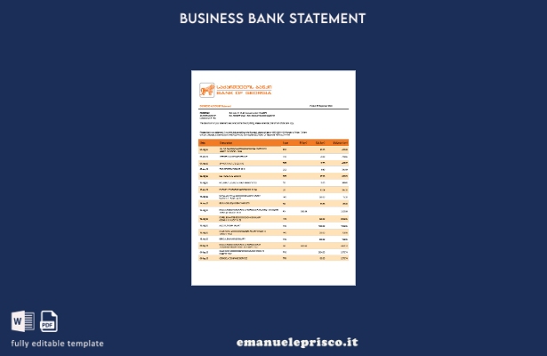 stile verificato Estratto conto corrente aziendale della Bank of Georgia Modello
