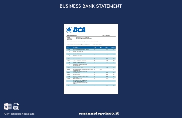 stile verificato Modello Word e PDF della dichiarazione organizzativa di BCA Ban