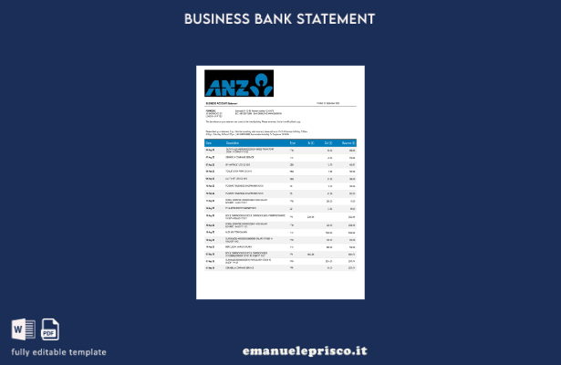 stile verificato Modello Word e PDF di dichiarazione aziendale ANZ Bank