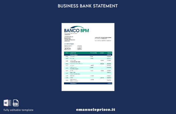 stile verificato Modello Word e PDF di dichiarazione aziendale Banco BPM