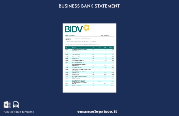 stile verificato Modello Word e PDF di rendiconto aziendale della Banca per gli