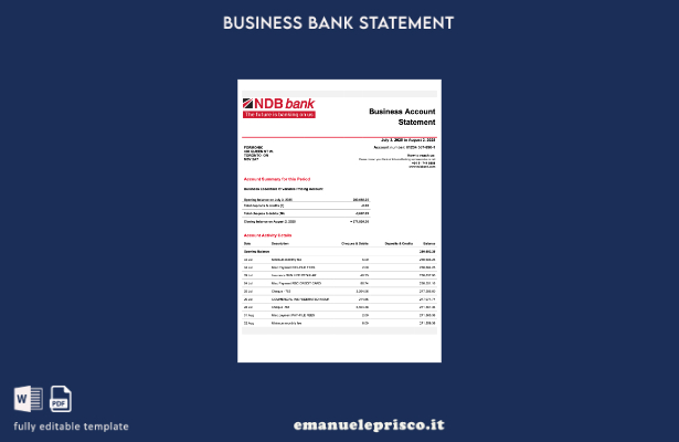 stile verificato Modello Word e modello PDF di dichiarazione aziendale per lo sv