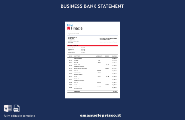 stile verificato Modello di dichiarazione aziendale Finacle in formato Word e PD