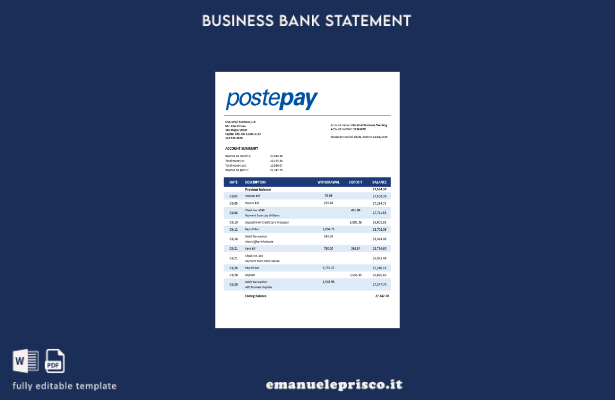 stile verificato Modello di dichiarazione aziendale Postepay Evolution (Poste It