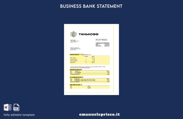 stile verificato Modello di dichiarazione aziendale Tinkoff Bank in Word e PDF