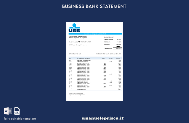 stile verificato Modello di dichiarazione aziendale UBB in formato Word e PDF