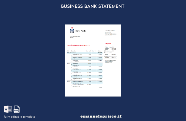 stile verificato Modello di dichiarazione aziendale Word e PDF di PKO Bank Polsk