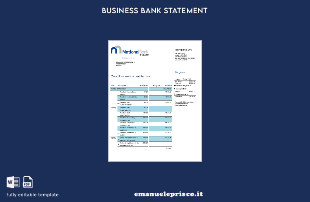 stile verificato Modello di dichiarazione aziendale della Banca nazionale del Be