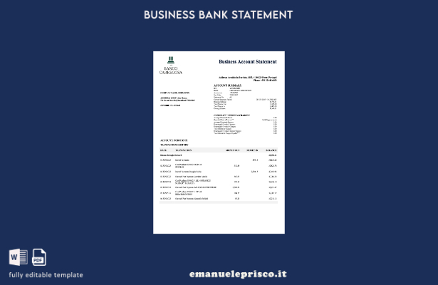 stile verificato Modello di dichiarazione aziendale portoghese Banco Carregosa i