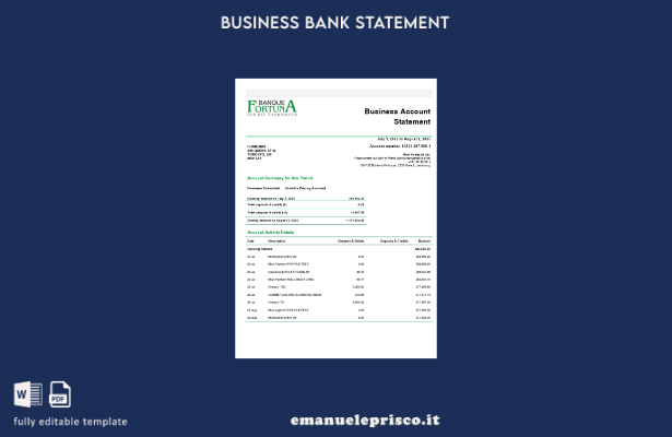 stile verificato Modello di dichiarazione della società commerciale Fortuna Banq