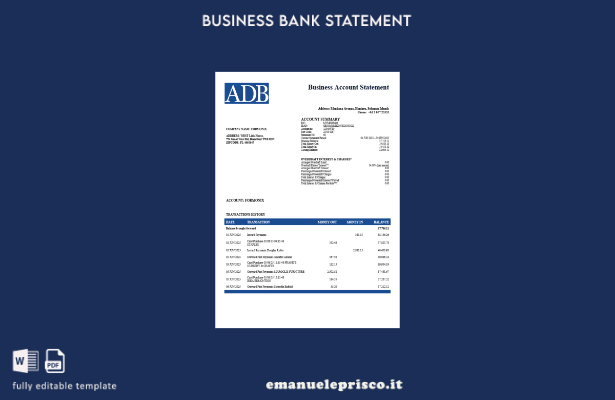 stile verificato Modello di estratto conto aziendale ADB delle Isole Salomone Mo