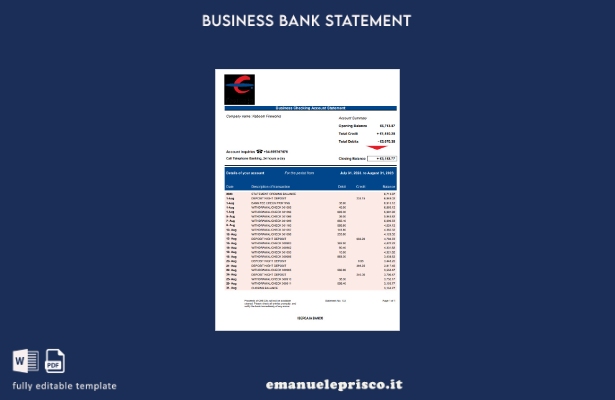 stile verificato Modello di estratto conto aziendale Ibercaja Bank in Word e PDF