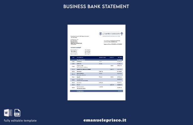 stile verificato Modello di estratto conto aziendale J. Safra Sarasin Bank Model