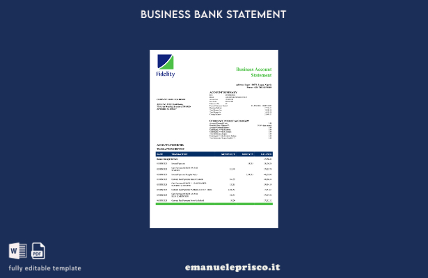 stile verificato Modello di estratto conto aziendale Nigeria Fidelity Bank Model