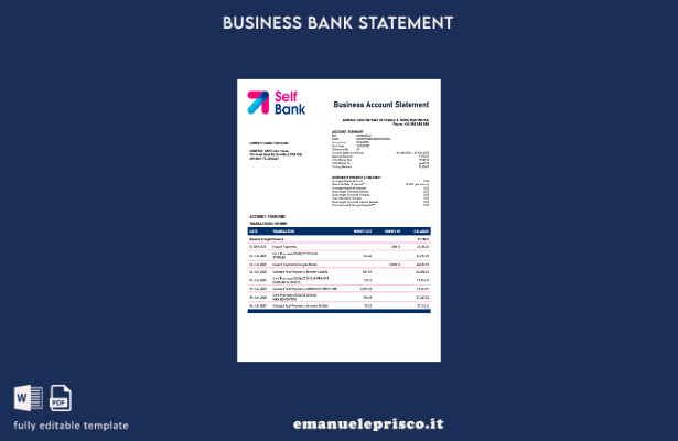 stile verificato Modello di estratto conto aziendale Spagna Self Bank Modello Wo