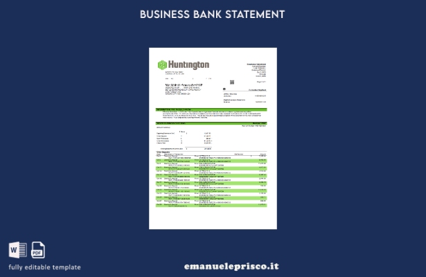 stile verificato Modello di estratto conto aziendale Word e PDF di Huntington Ba