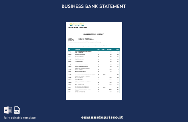 stile verificato Modello di estratto conto aziendale commerciale Modello Word e