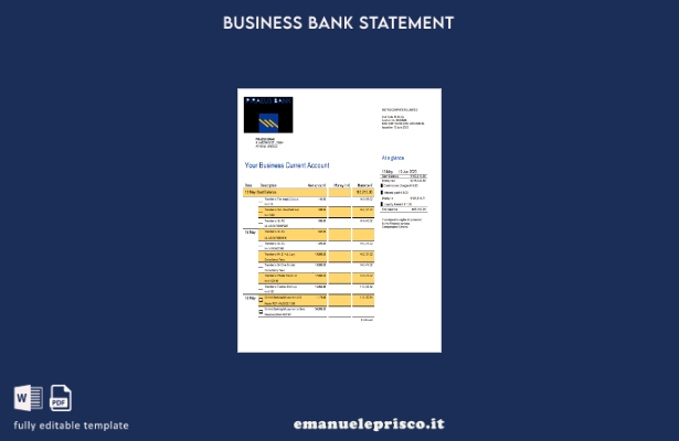 stile verificato Modello di estratto conto aziendale della Banca del Pireo Model