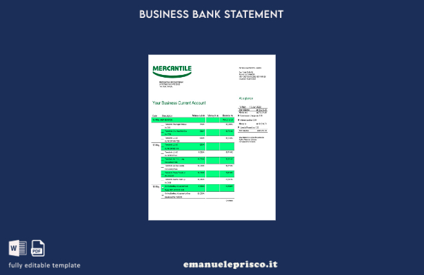 stile verificato Modello di estratto conto aziendale della Banca di sconto merca