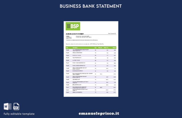 stile verificato Modello di estratto conto aziendale della Bank of South Pacific
