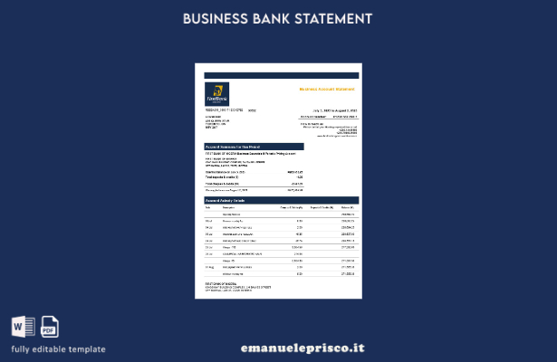 stile verificato Modello di estratto conto aziendale della First Bank of Nigeria