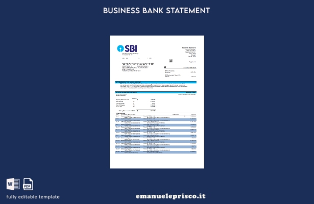 stile verificato Modello di estratto conto aziendale della State Bank of India i