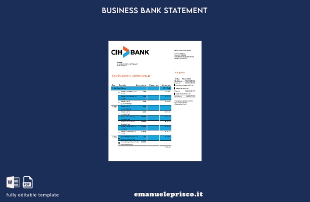 stile verificato Modello di estratto conto bancario CIH Marocco Modello Word e P
