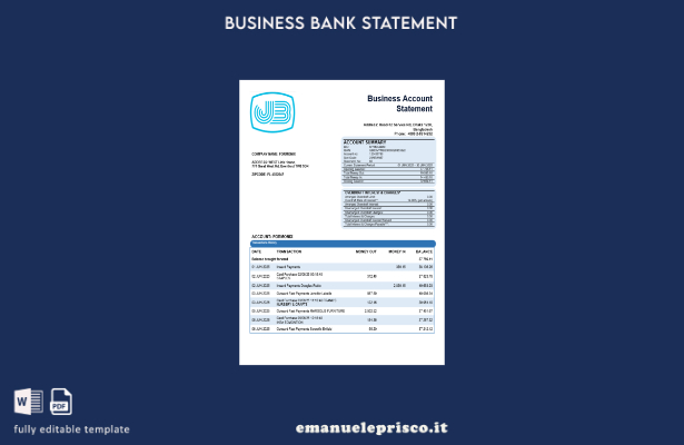 stile verificato Modello di estratto conto bancario aziendale Janata Bank in for